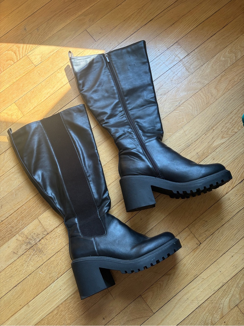Torrid Black Knee-High Chunky Heel Boots
